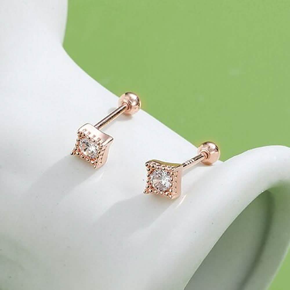 INALIS Square Shape 925 Sterling Silver Small Stud Earrings DailySale
