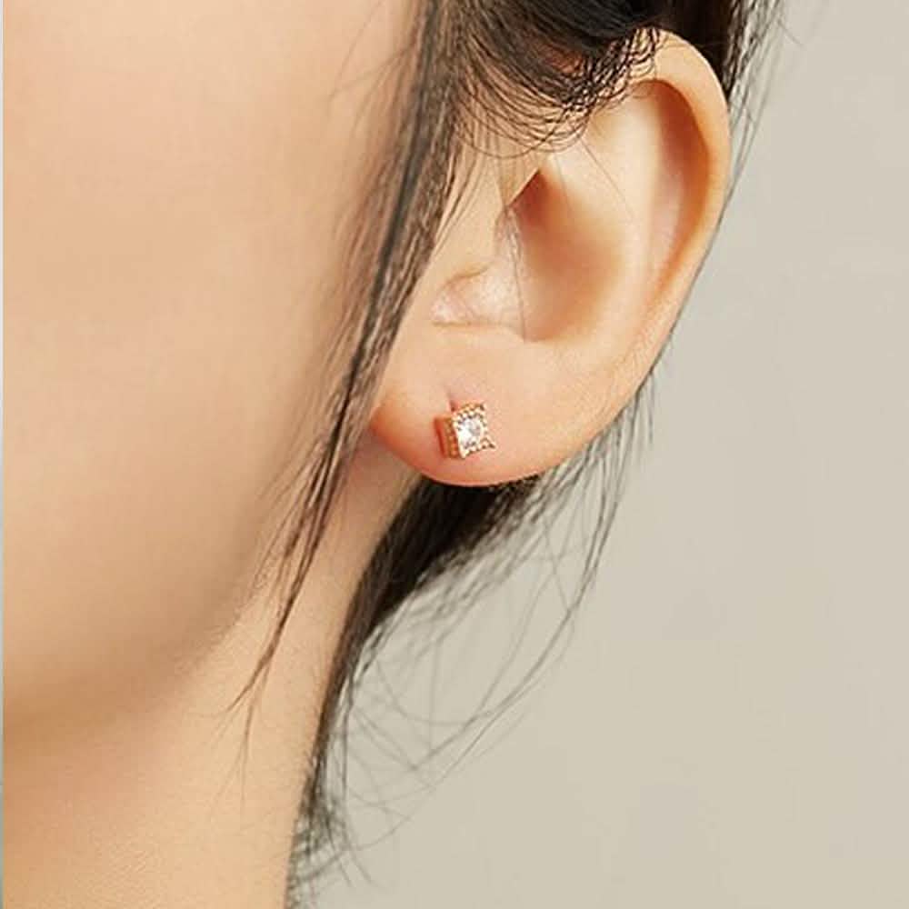 INALIS Square Shape 925 Sterling Silver Small Stud Earrings DailySale