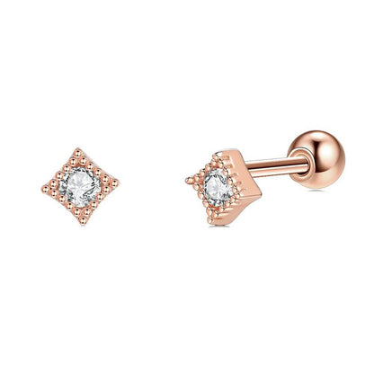 INALIS Square Shape 925 Sterling Silver Small Stud Earrings DailySale