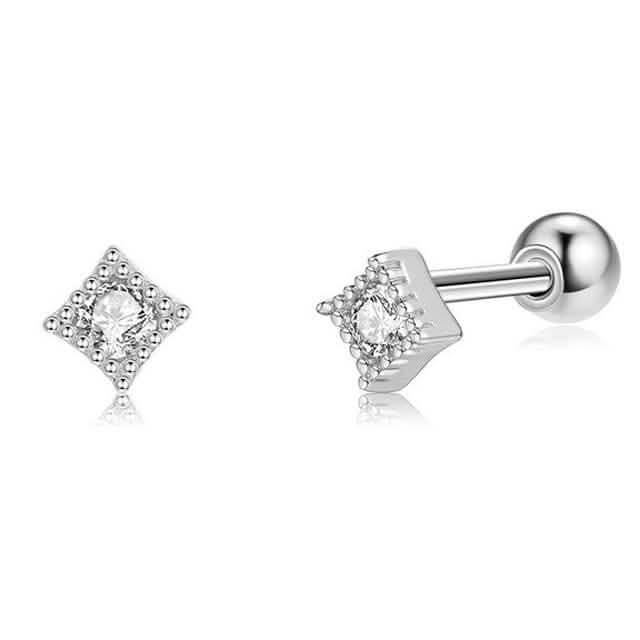 INALIS Square Shape 925 Sterling Silver Small Stud Earrings DailySale