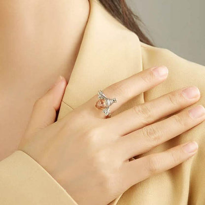 INALIS Sterling Silver Austria Crystal Rings Creative Bee Design DailySale