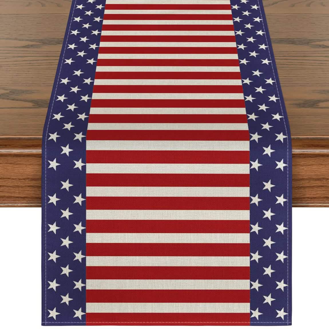Independence Day Linen Burlap Table Bunting DailySale