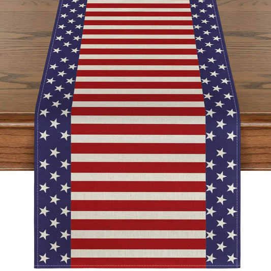 Independence Day Linen Burlap Table Bunting DailySale