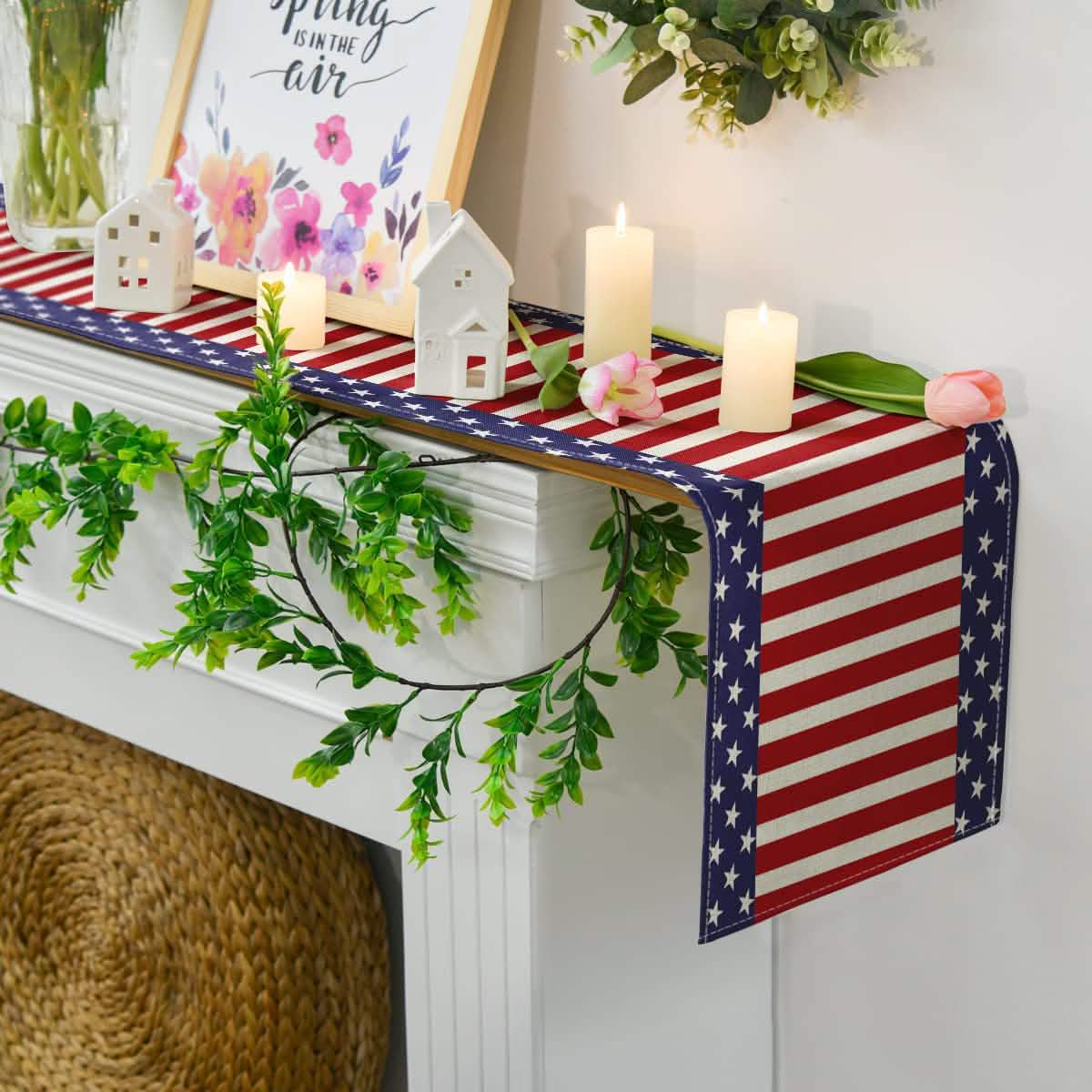 Independence Day Linen Burlap Table Bunting DailySale