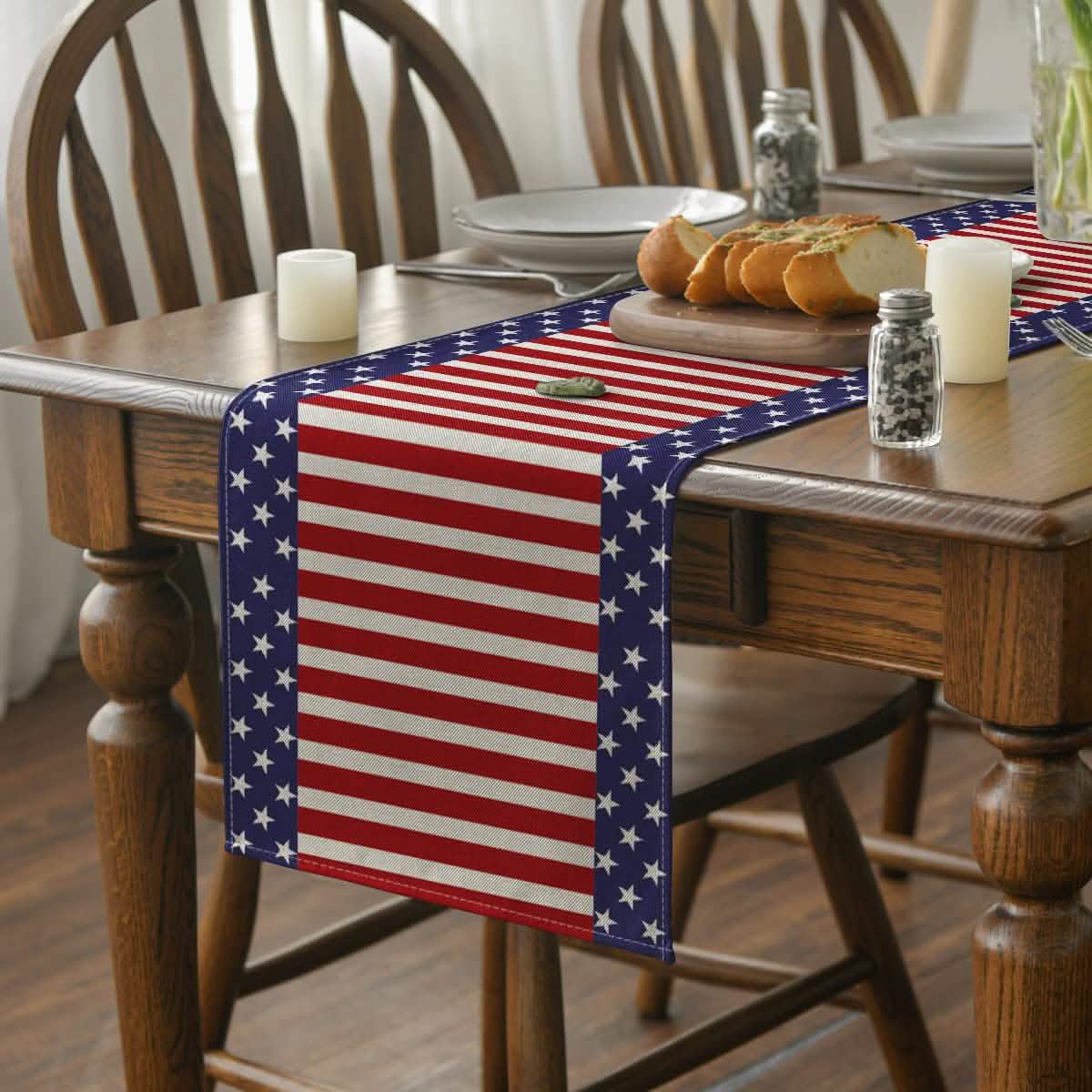 Independence Day Linen Burlap Table Bunting DailySale