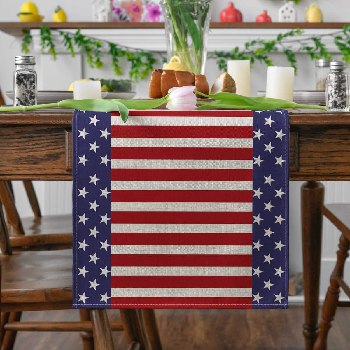 Independence Day Linen Burlap Table Bunting DailySale