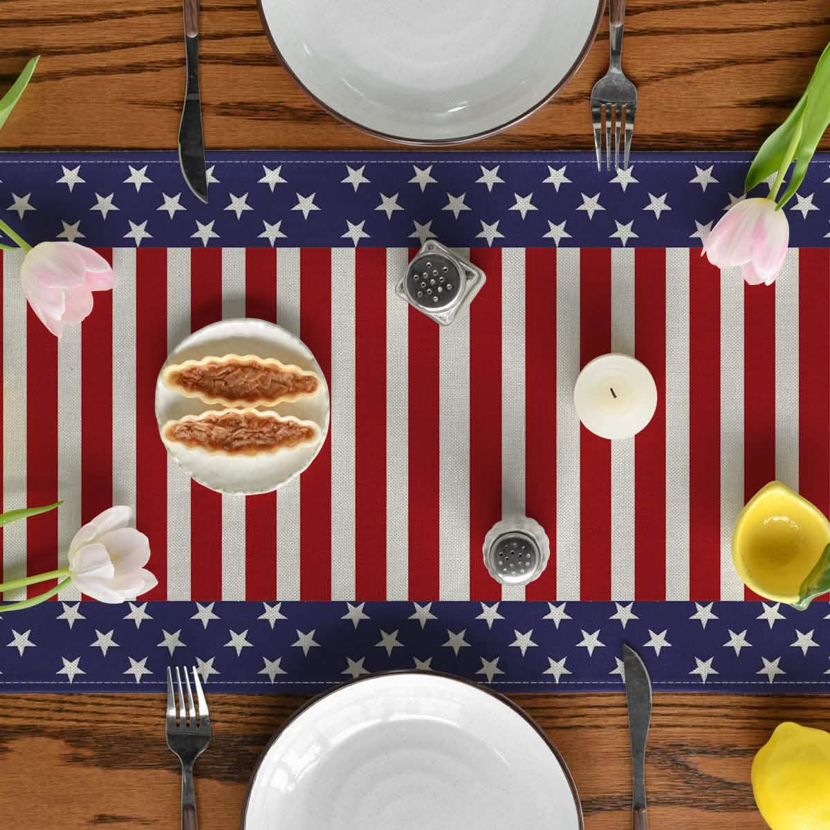 Independence Day Linen Burlap Table Bunting DailySale