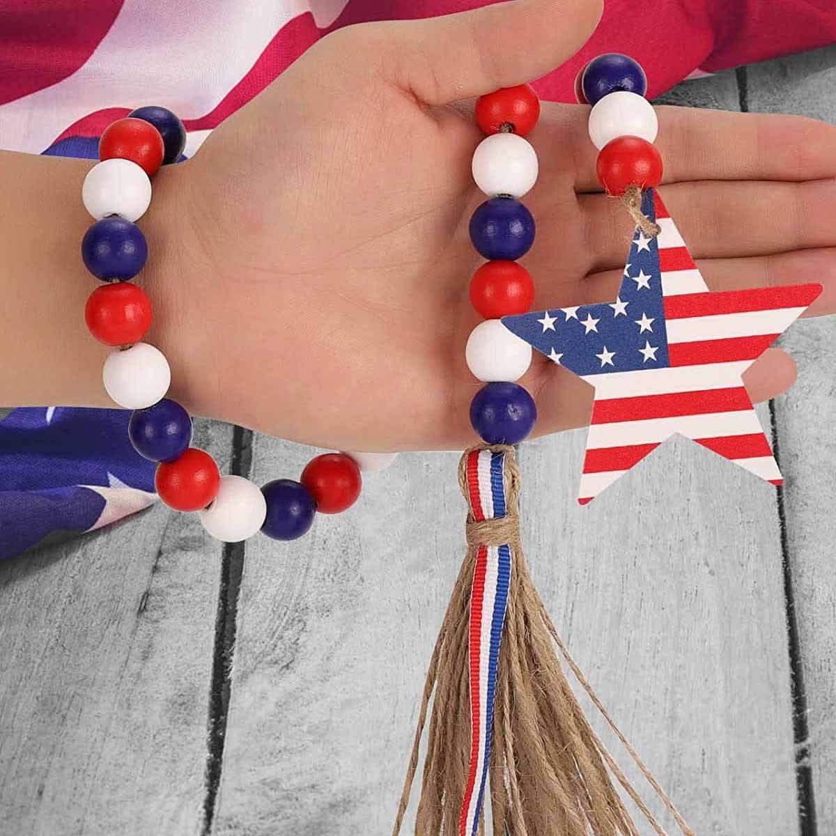 Independence Day Wooden Bead Wreath DailySale