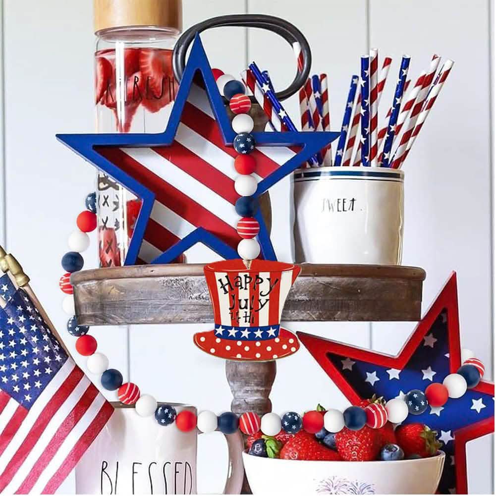 Independence Day Wooden Bead Wreath DailySale