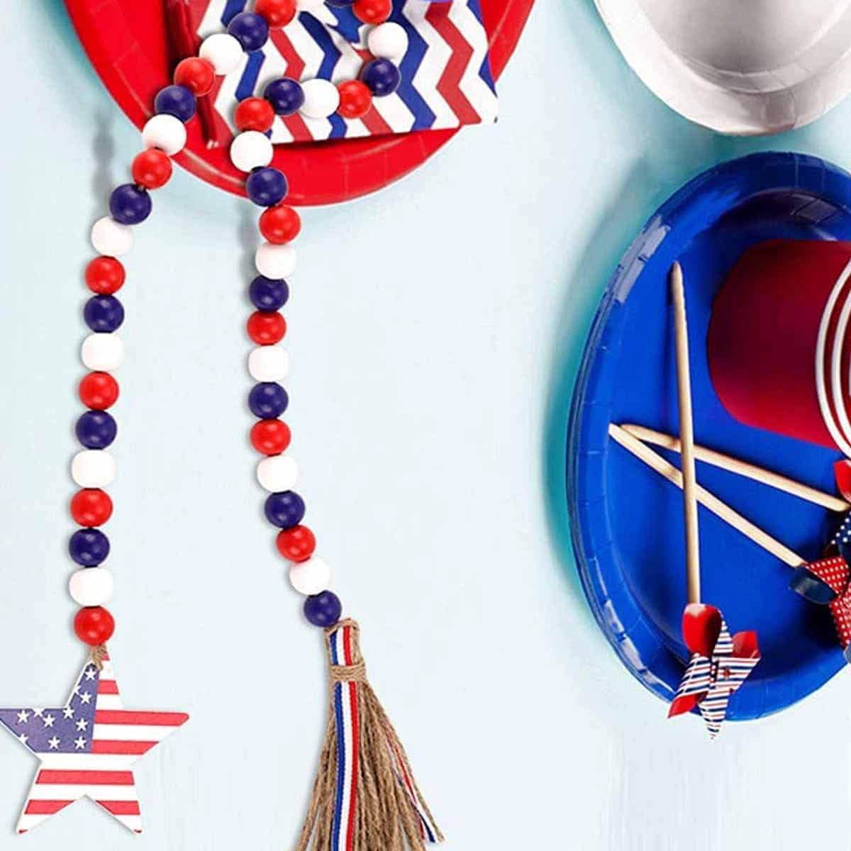 Independence Day Wooden Bead Wreath DailySale
