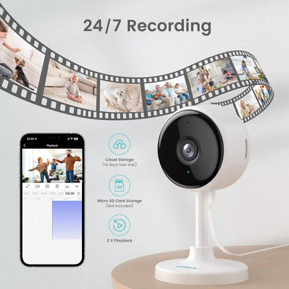 Indoor Camera, Cameras for Home Security with Night Vision  (Refurbished) DailySale