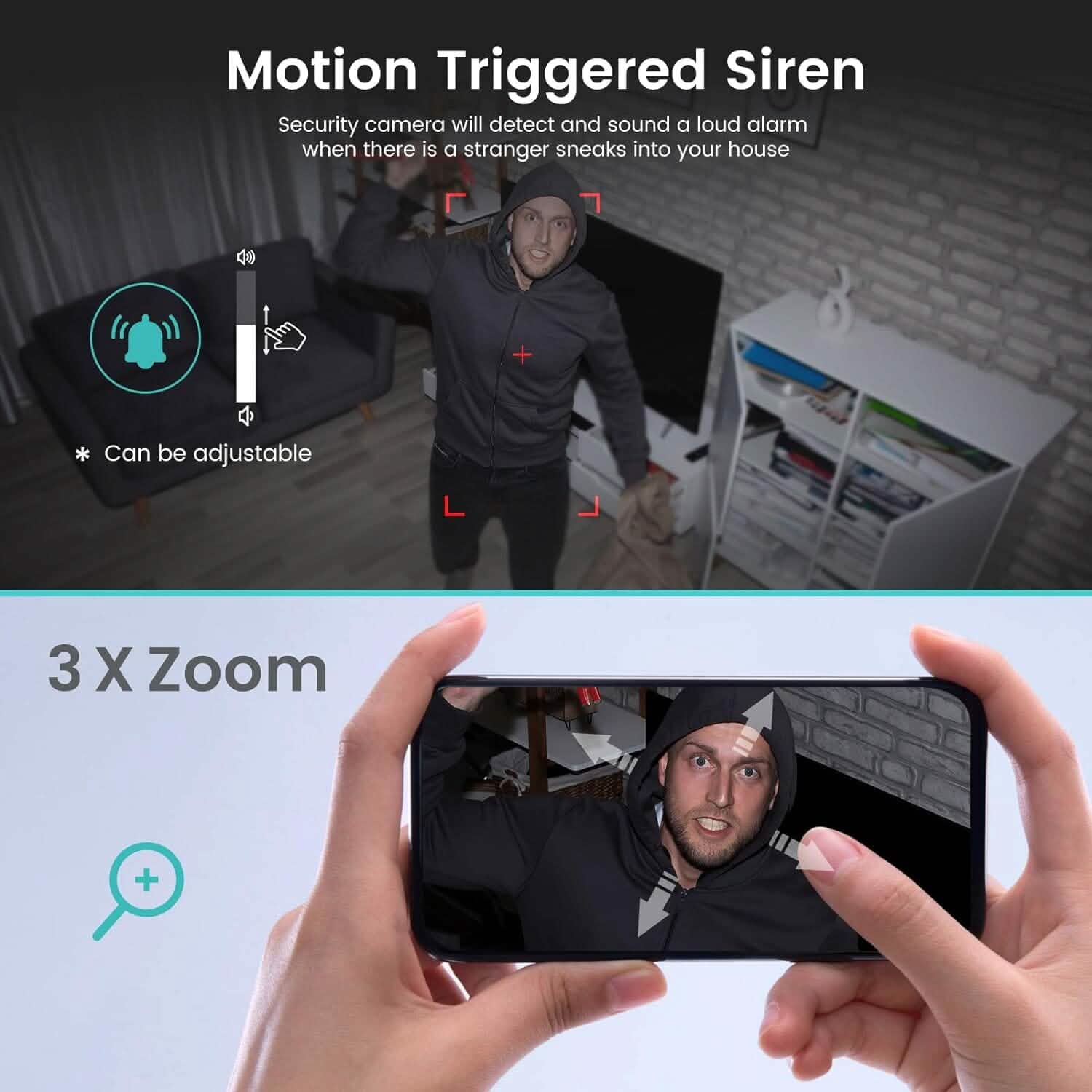 Indoor Camera, Cameras for Home Security with Night Vision  (Refurbished) DailySale