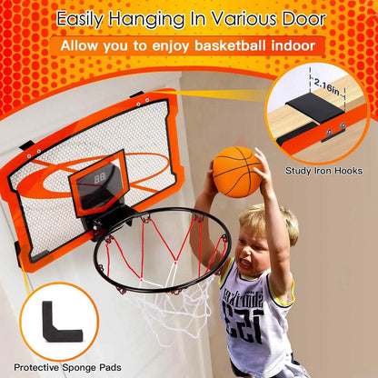Indoor Mini Basketball Hoop Set with 4 Inflatable Balls Electric Audio Scorer DailySale