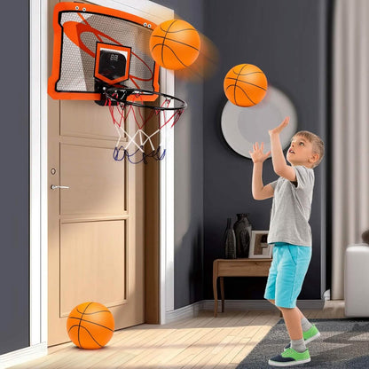 Indoor Mini Basketball Hoop Set with 4 Inflatable Balls Electric Audio Scorer DailySale