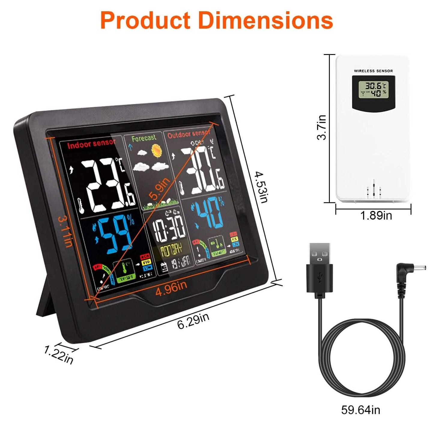 Indoor/Outdoor Thermometer Humidity Weather Forecast Temperature with Backlight DailySale