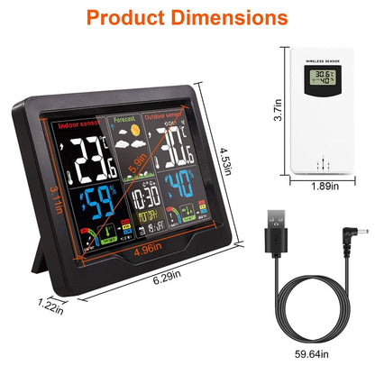 Indoor/Outdoor Thermometer Humidity Weather Forecast Temperature with Backlight DailySale