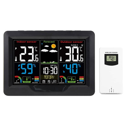 Indoor/Outdoor Thermometer Humidity Weather Forecast Temperature with Backlight DailySale