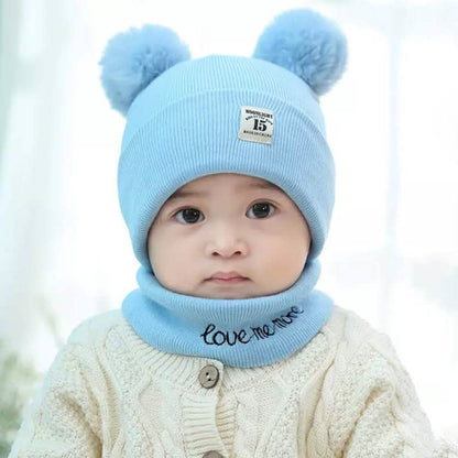 Infant Baby Winter Warm Knit Bobble Beanie Hat with Scarf Set DailySale