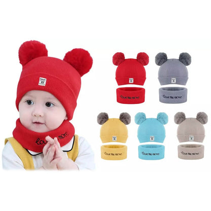Infant Baby Winter Warm Knit Bobble Beanie Hat with Scarf Set DailySale