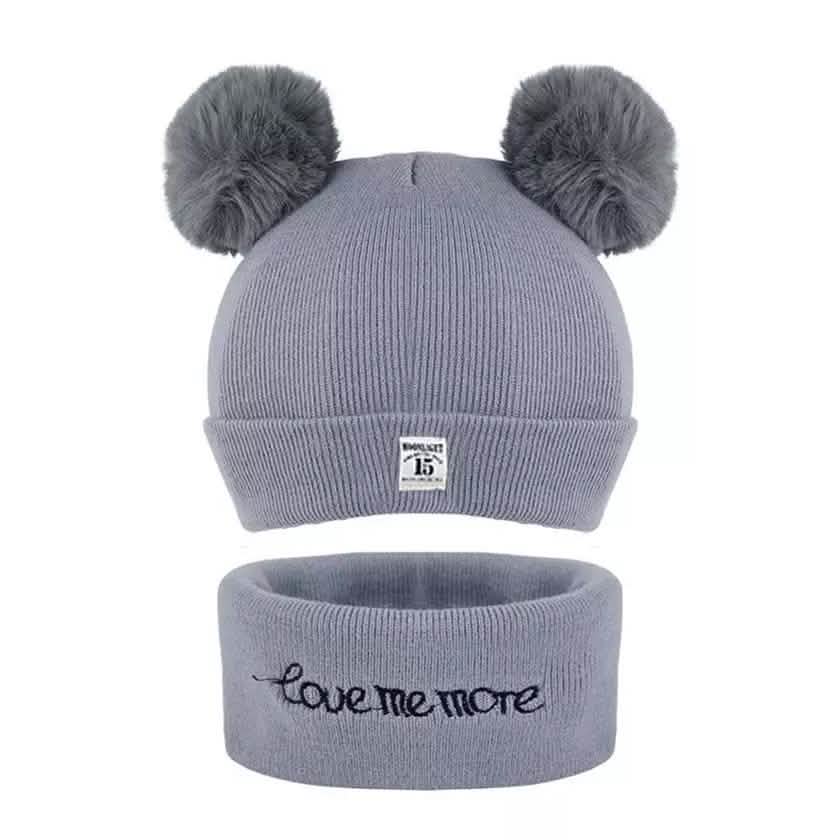 Infant Baby Winter Warm Knit Bobble Beanie Hat with Scarf Set DailySale
