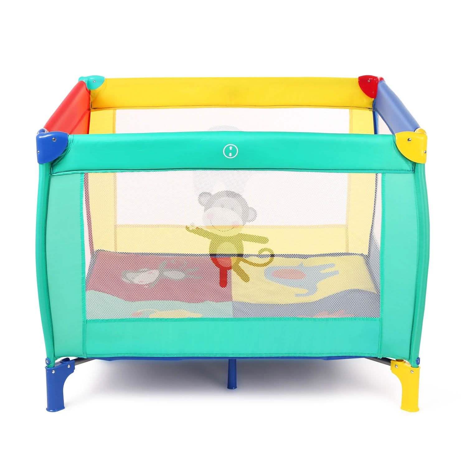 Infant Toddler Foldable Playpen Playard Mattress Safety Rail Fence DailySale