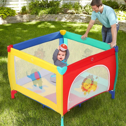 Infant Toddler Foldable Playpen Playard Mattress Safety Rail Fence DailySale