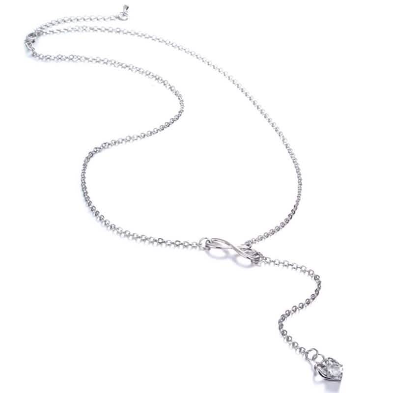 Infinity Heart Crystal Lariat Pendant Necklace DailySale