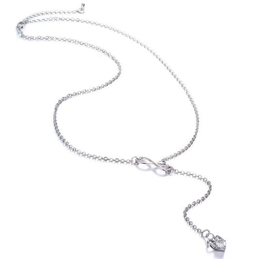 Infinity Heart Crystal Lariat Pendant Necklace DailySale