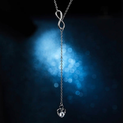 Infinity Heart Crystal Lariat Pendant Necklace DailySale