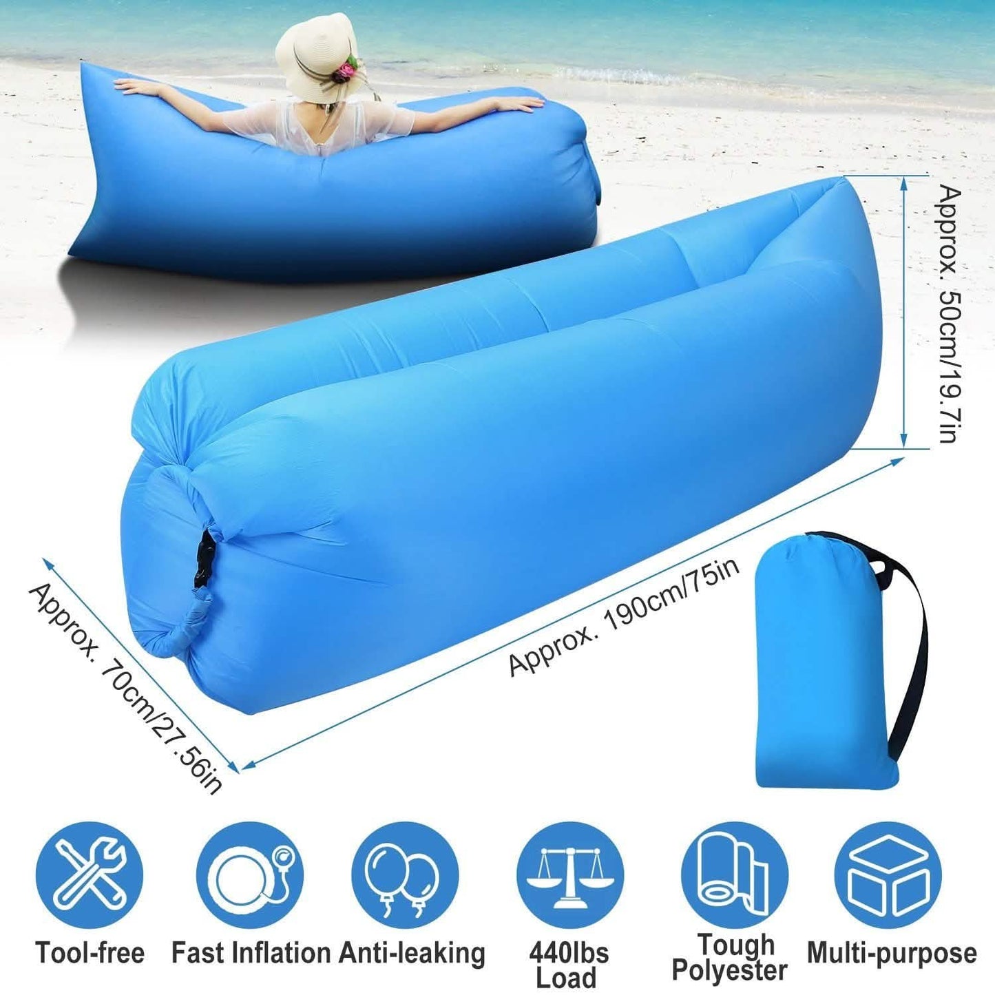Inflatable Lounger Air Sofa Lazy Bed Sofa DailySale
