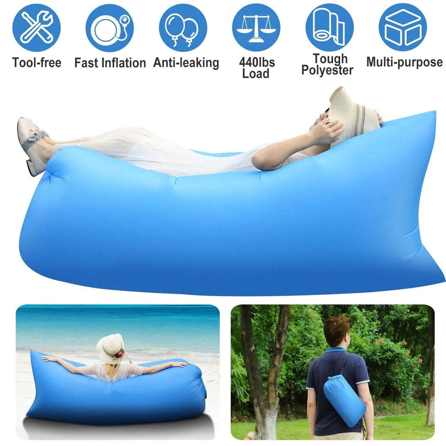Inflatable Lounger Air Sofa Lazy Bed Sofa DailySale