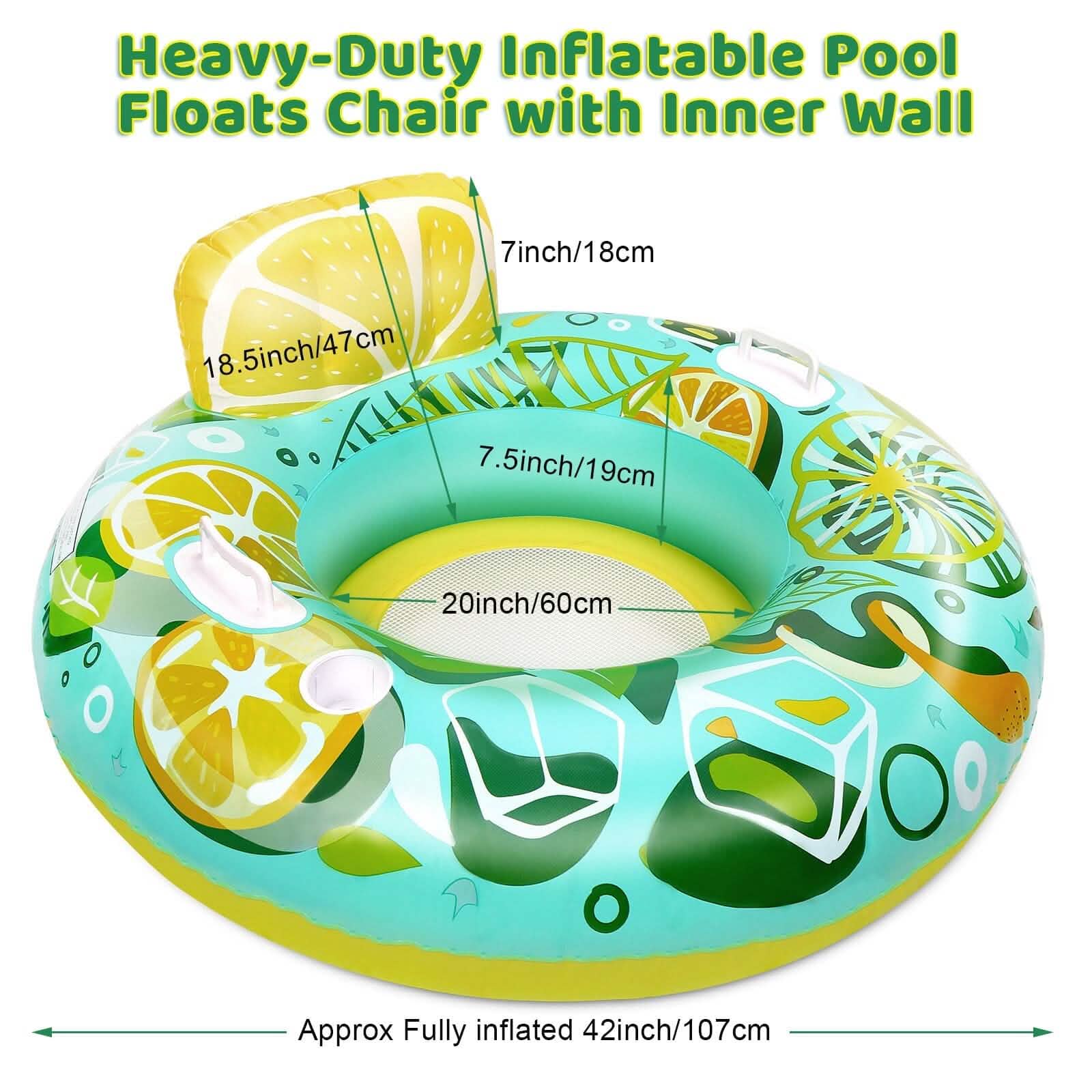 Inflatable Lounger Pool Float with Rubber Handle and Drink Holder DailySale