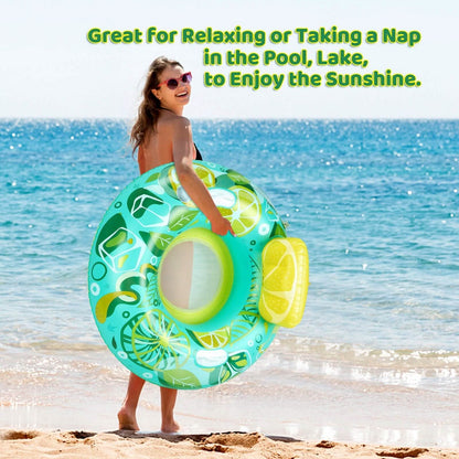 Inflatable Lounger Pool Float with Rubber Handle and Drink Holder DailySale