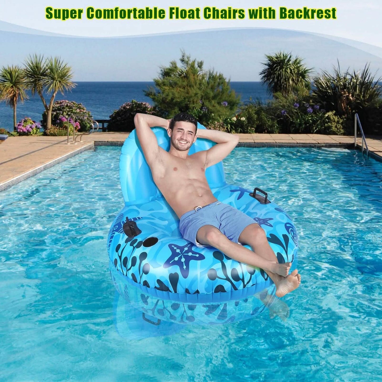 Inflatable Lounger Pool Float with Rubber Handle and Drink Holder DailySale