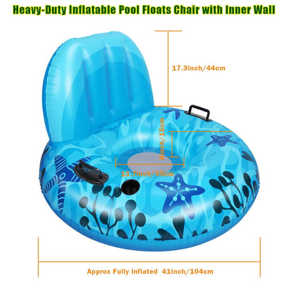 Inflatable Lounger Pool Float with Rubber Handle and Drink Holder DailySale