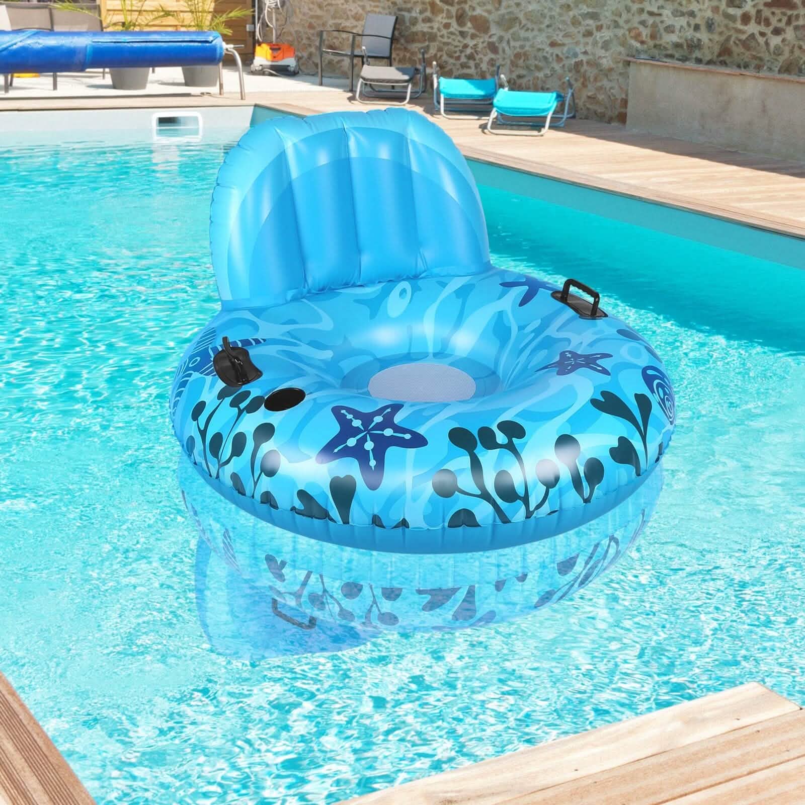 Inflatable Lounger Pool Float with Rubber Handle and Drink Holder DailySale