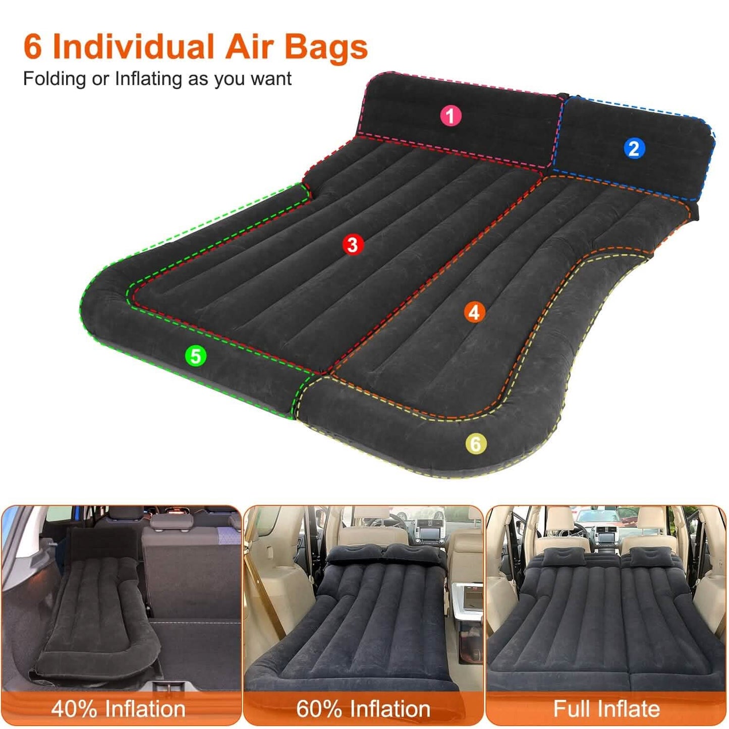 Inflatable SUV Air Mattress Thickened Camping Bed Cushion with Pillow DailySale