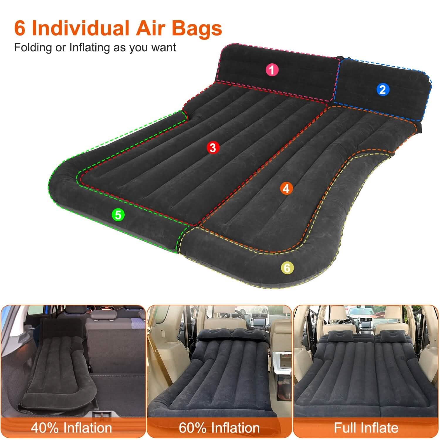 Inflatable SUV Air Mattress Thickened Camping Bed Cushion with Pillow DailySale
