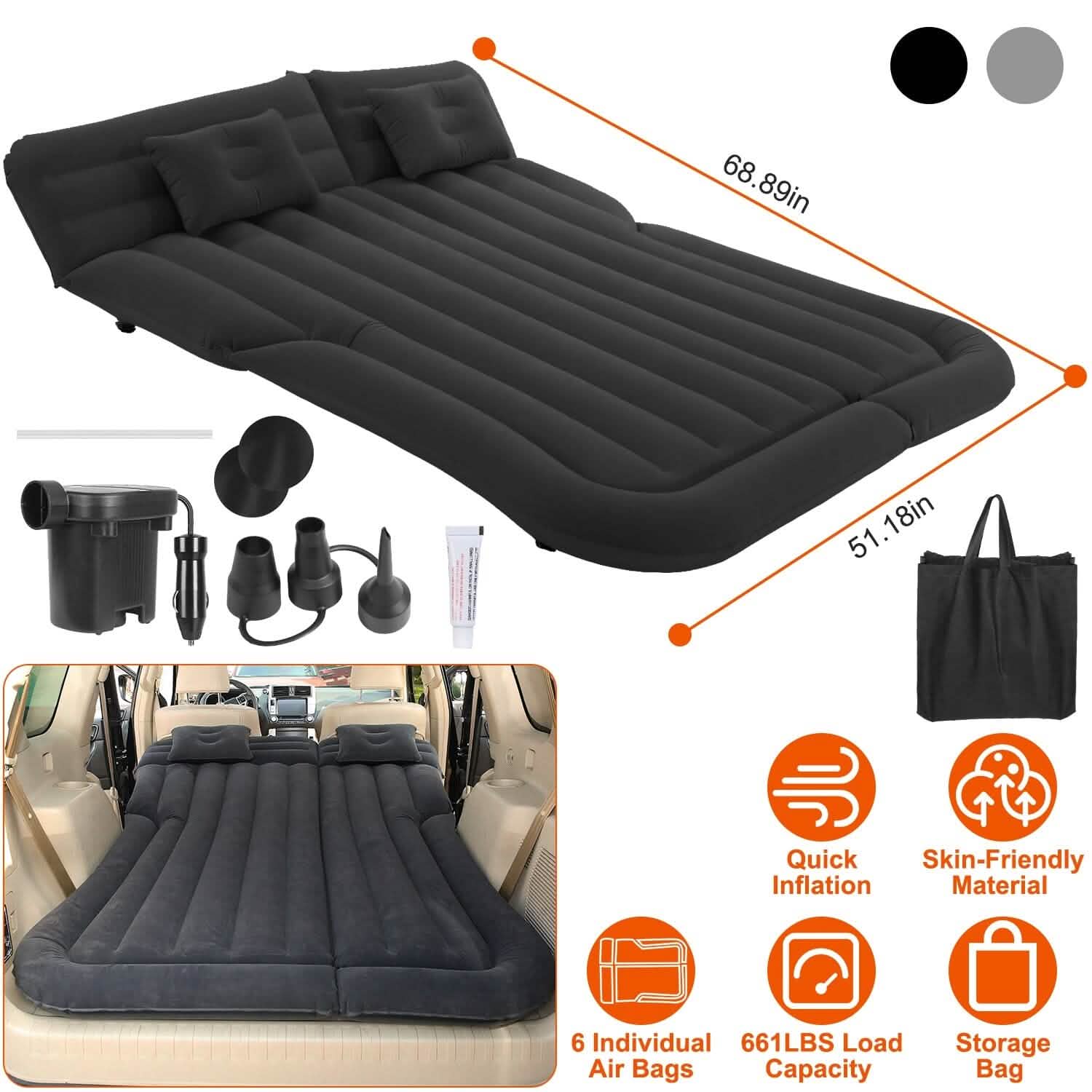 Inflatable SUV Air Mattress Thickened Camping Bed Cushion with Pillow DailySale