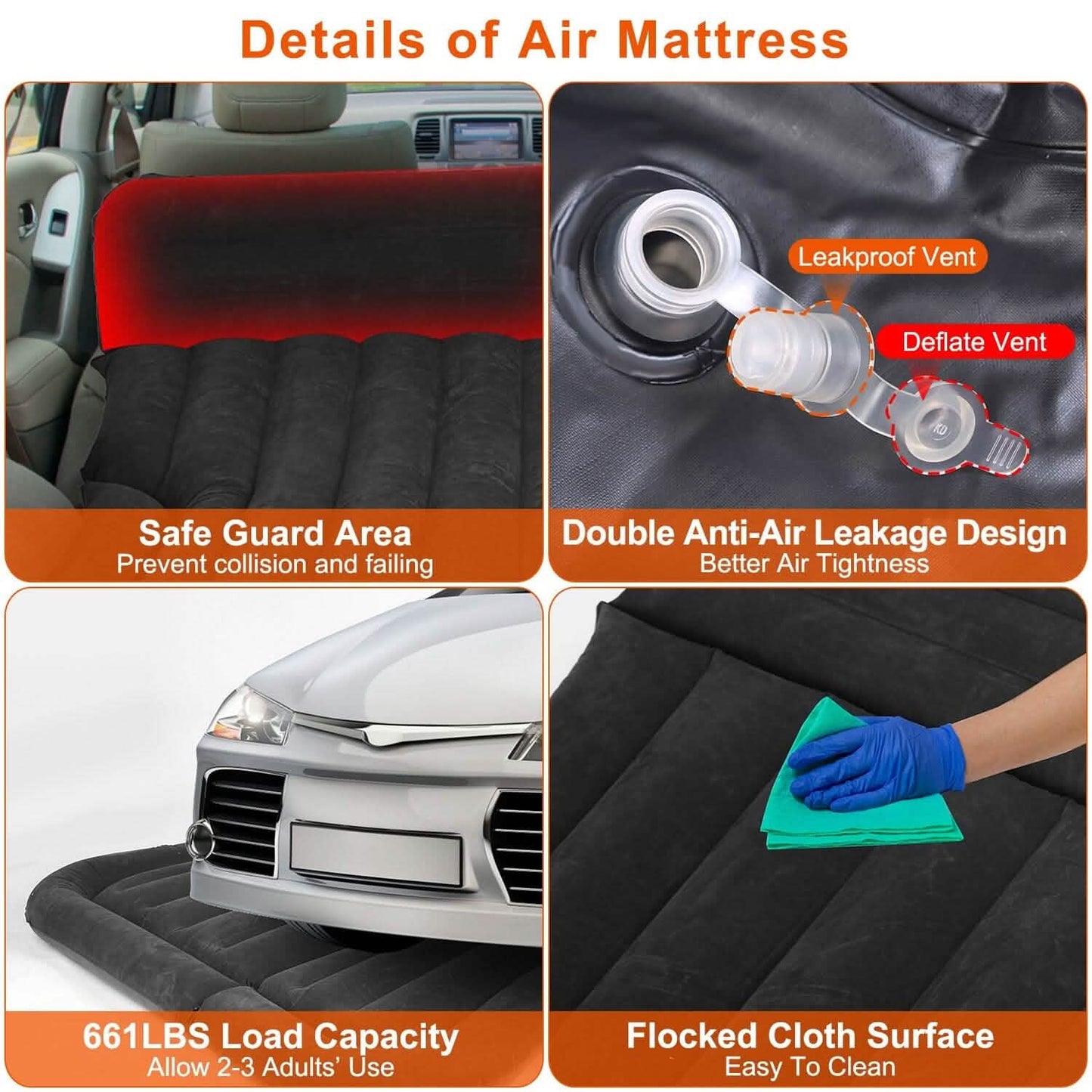 Inflatable SUV Air Mattress Thickened Camping Bed Cushion with Pillow DailySale