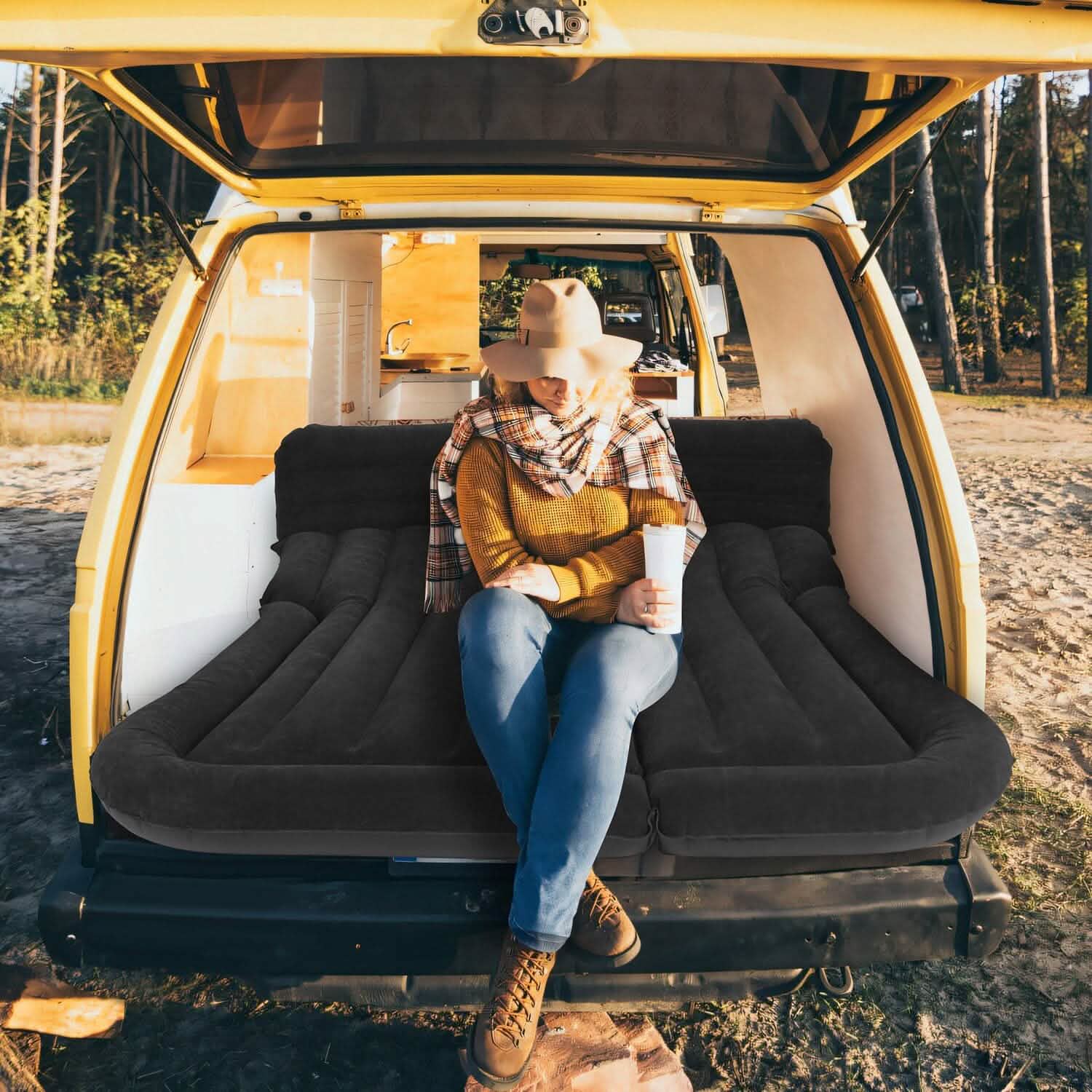 Inflatable SUV Air Mattress Thickened Camping Bed Cushion with Pillow DailySale