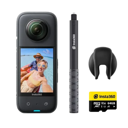 Insta360 X3 64GB Vlog Kit - 360 Action Camera with 5.7K 360, 4K Single-Lens Camera, Waterproof (Refurbished) DailySale