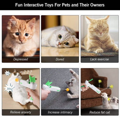 Interactive Cat Toy Gun Stick with Ball and Feather DailySale