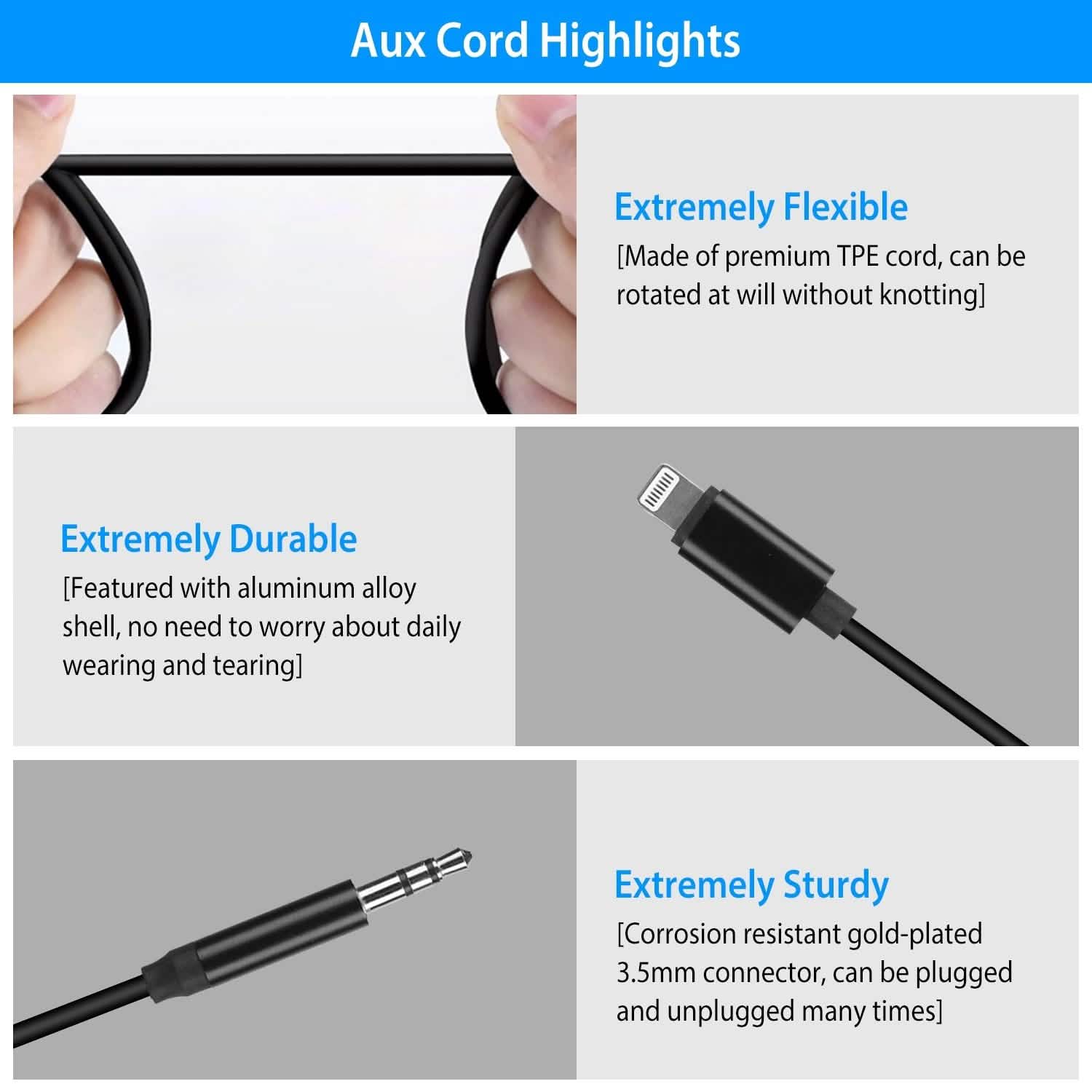 iOS 8 Pin to 3.5mm Aux Audio Adapter Cord DailySale