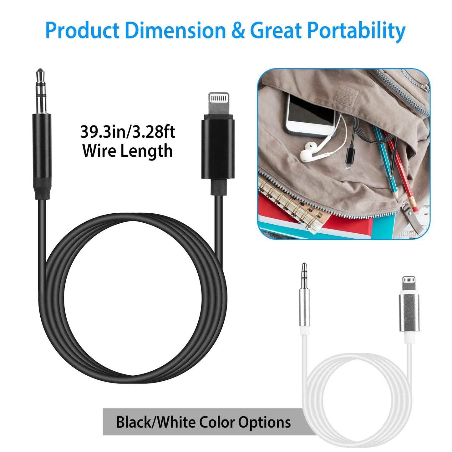 iOS 8 Pin to 3.5mm Aux Audio Adapter Cord DailySale