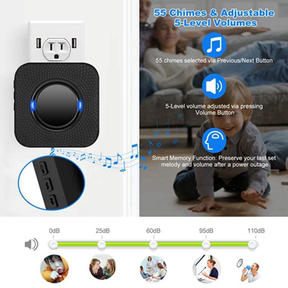IP55 Waterproof Multi-Melody Wireless Doorbell Rings DailySale