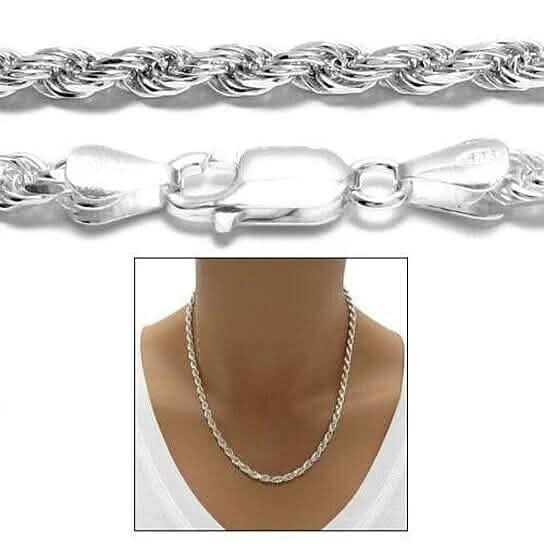 Italian 925 Silver Filled High Polish Finsh Rope Chain DailySale