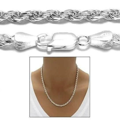 Italian 925 Silver Filled High Polish Finsh Rope Chain DailySale