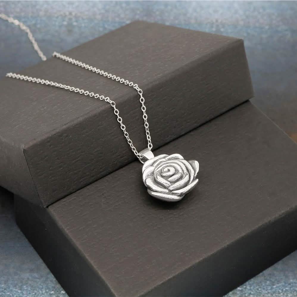 Italian Sterling Silver Artisan Rose Flower Necklace by Verona DailySale