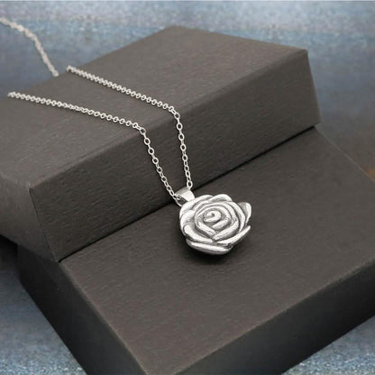 Italian Sterling Silver Artisan Rose Flower Necklace by Verona DailySale